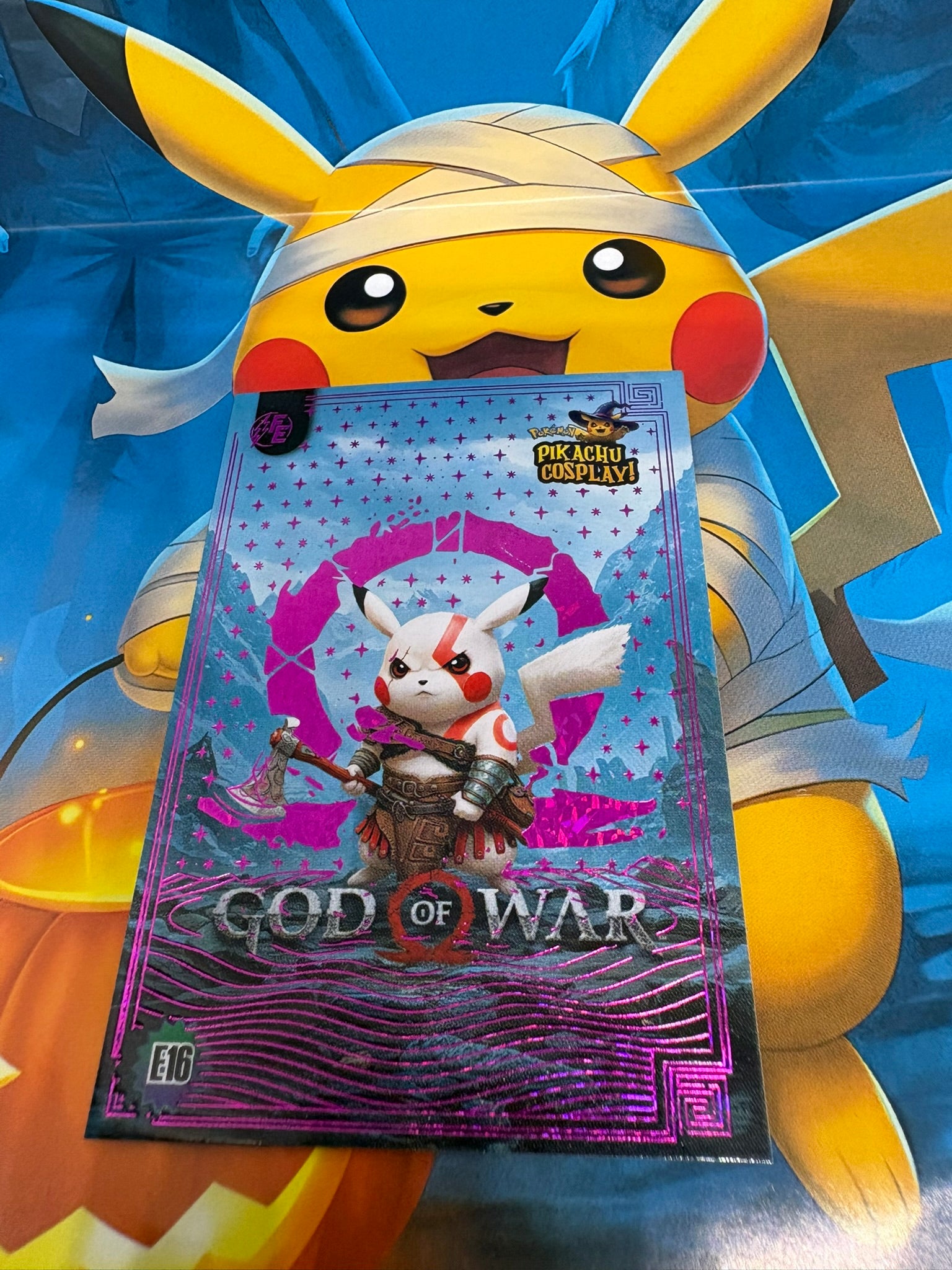 Pikachu Cosplay 1 Horror Hit Card – God Of War Pink E16 Fan Art Collector Card
