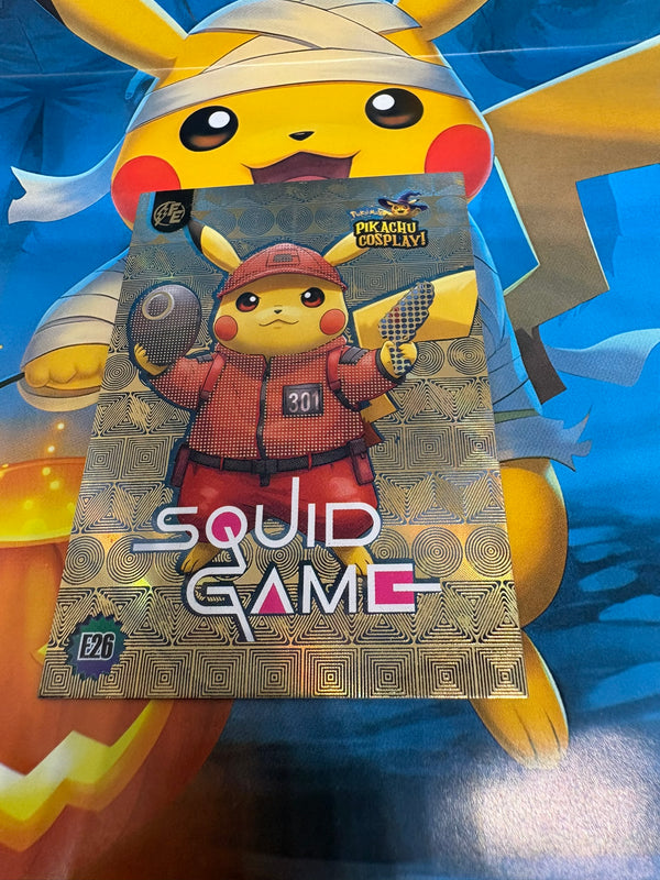 Pikachu Cosplay 1 Horror Hit Card – Squid Games Gold E26 Fan Art Collector Card