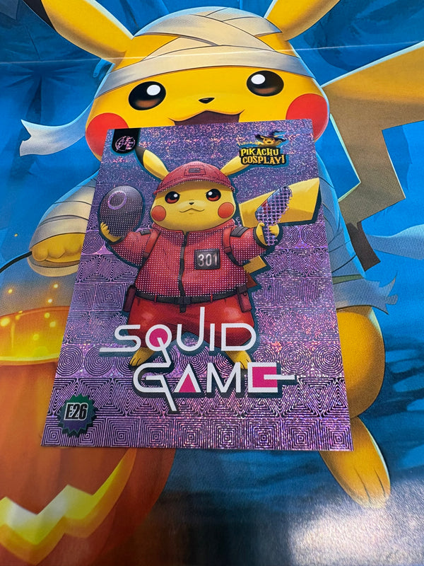 Pikachu Cosplay 1 Horror Hit Card – Squid Games Pink E26 Fan Art Collector Card