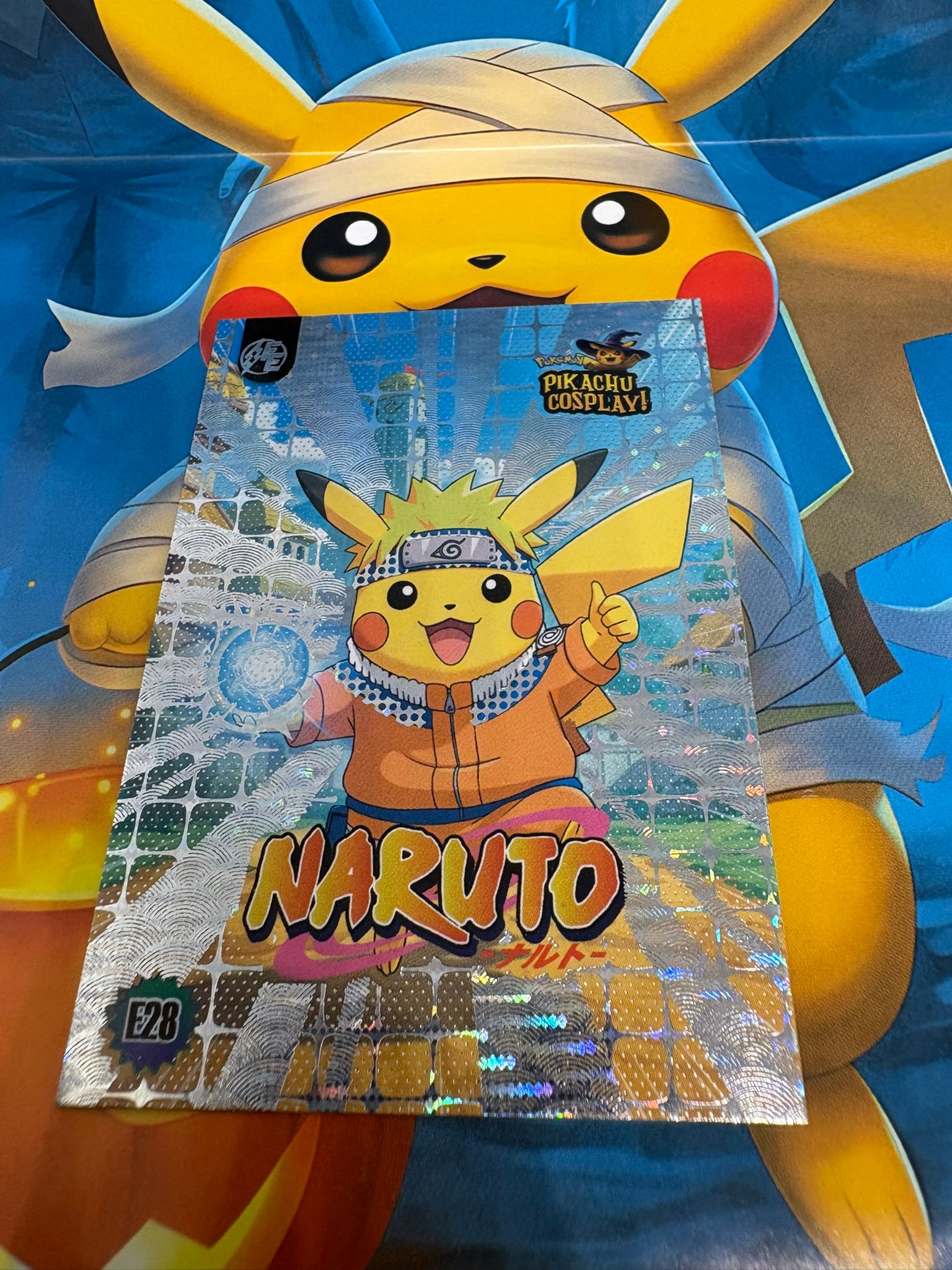 Pikachu Cosplay 1 Horror Hit Card – Naruto Silver E28 Fan Art Collector Card