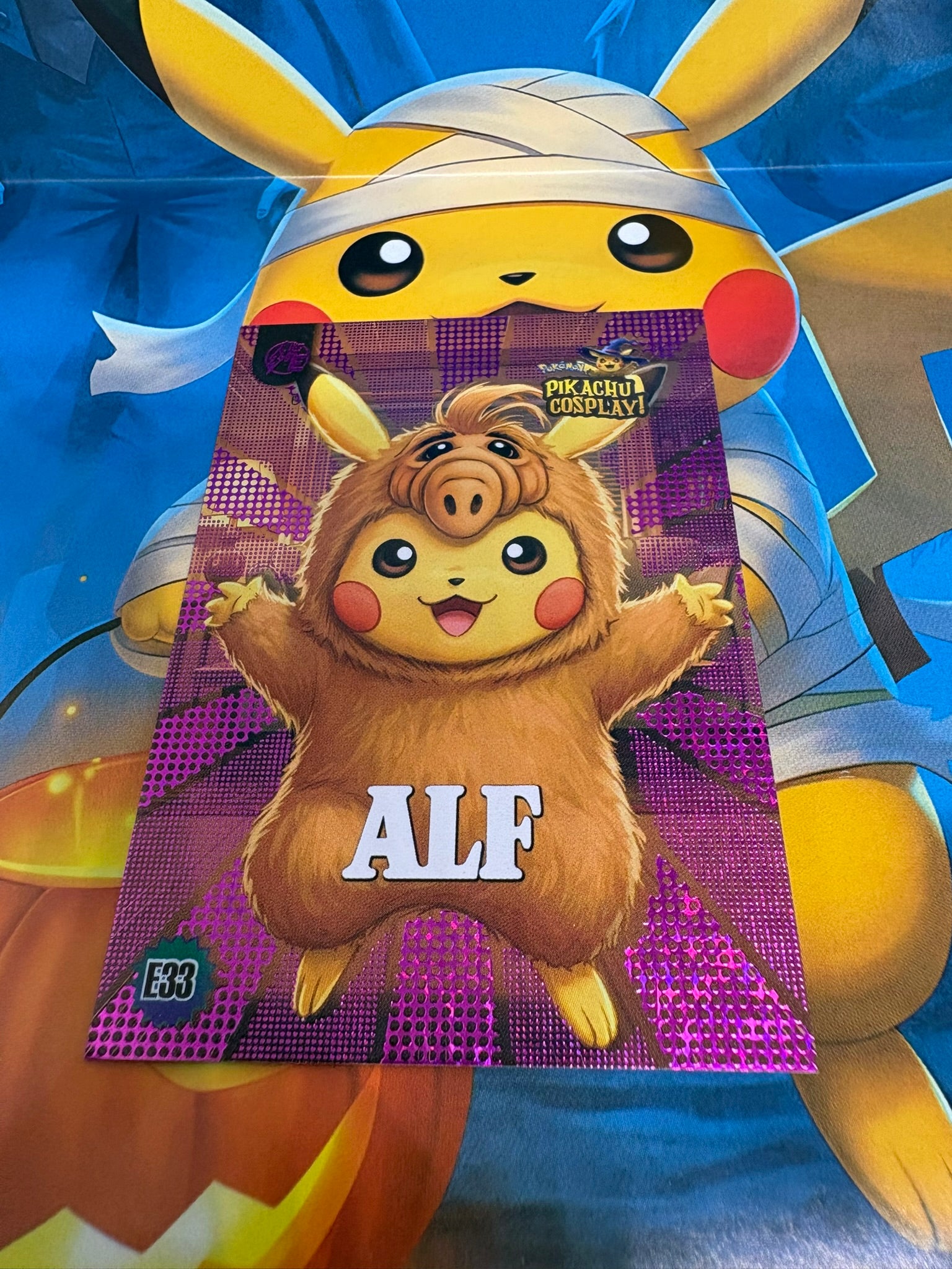 Pikachu Cosplay 1 Horror Hit Card – Alf Pink E33 Fan Art Collector Card