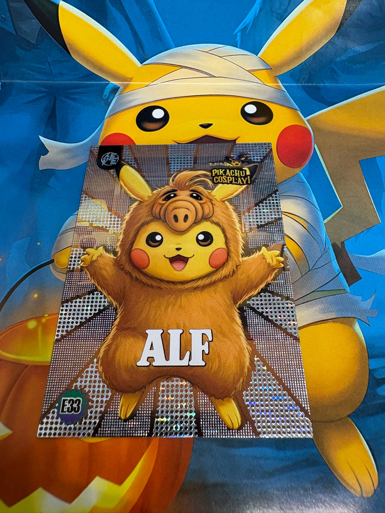 Pikachu Cosplay Alf Card E33 GOLD| Fan Art Collector Card