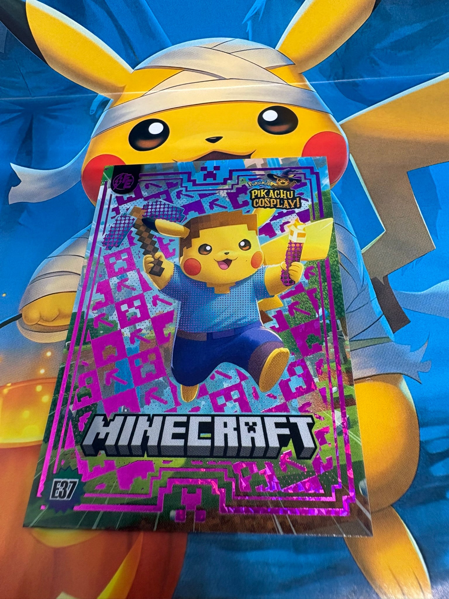 Pikachu Cosplay 1 Horror Hit Card – Minecraft Pink E37 Fan Art Collector Card